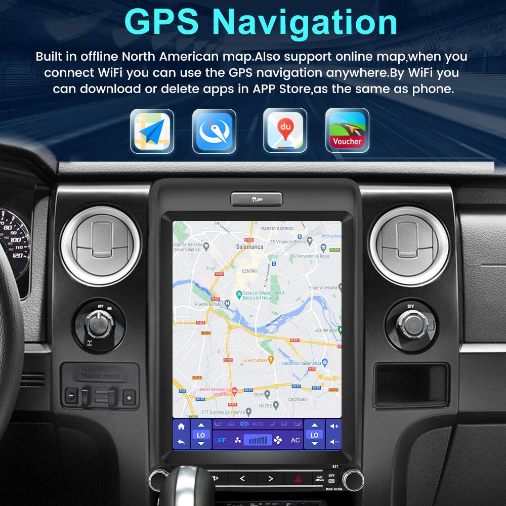 GPS Navigation

Built in offline North American map. Also support online map, when you connect WiFi you can use the GPS navigation anywhere. By WiFi you can download or delete apps in APP Store, as the same as phone.

du Voucher Co I 1 80 S 100 FOL 10 atad be Derechs Universidad de BARRIO GARRIDO Mercadon SOd 23 Venancio Bianco Salamanca RE 13 Fernando de ROM - CENTRO -F - stes a Puente Homno Cata n (Mused SeArt Deco AT Nouveau Enoy Aldehuela DY SOC Sm Jola de poto M TaR La Homazeria Sm Hotel Salamanca CRI Montalvo SEUR ME NACEX 2EE Cxpress Salamnca P tede da M - Carpihuelo AUTO LO OFF AC LO - N -