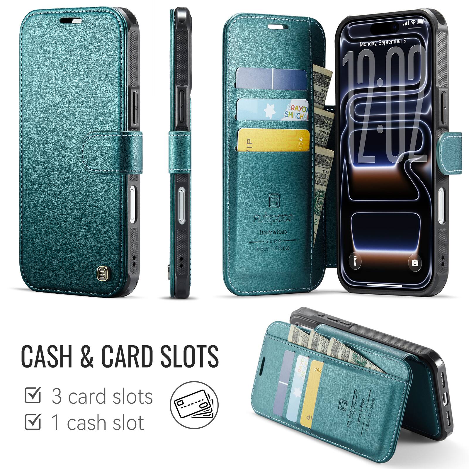 September 9 Monday,  
TH RAYON SHI CHA NO THE  
TH  
Autspace Louy & Reiro  
A Extra  
Scepa  
CASH & CARD SLOTS  
3 card slots  
1 cash slot  
105 lb  
100