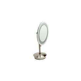 Alfi - Brushed Nickel Tabletop Round 9" 5x Magnifying Cosmetic Mirror with Light - Silver