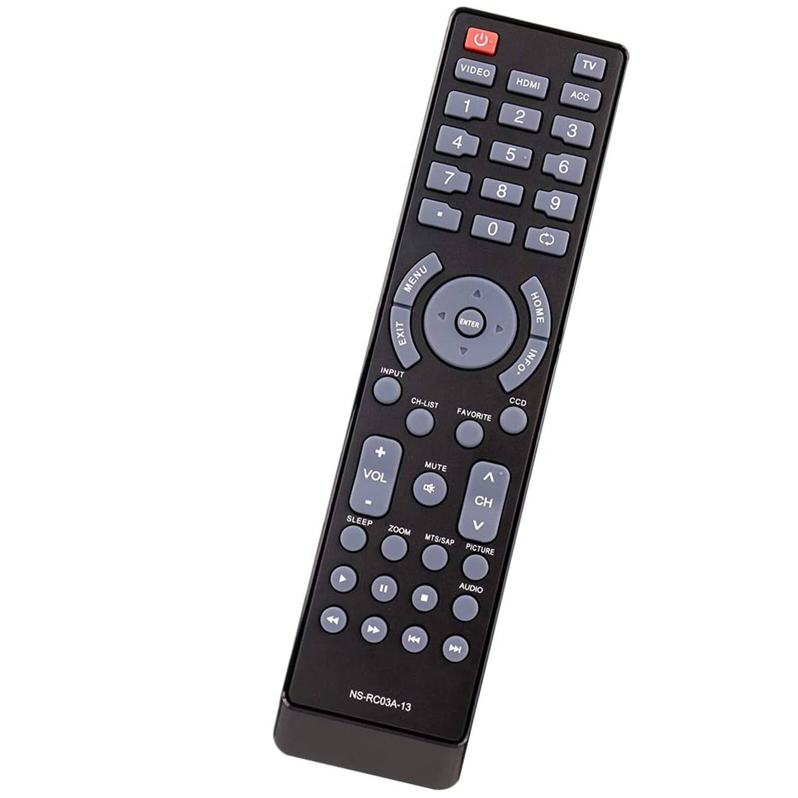 VIDEO TV HDMI ACC 1 2 3 4 5 6 7 8 9 - 0 MENU ENTER HOME EXIT INPUT INFO CH-LIST CCD FAVORITE + MUTE VOL - CH SLEEP ZOOM MTS/SAP PICTURE A 44" . H4 AUDIO A NS-RC03A-13