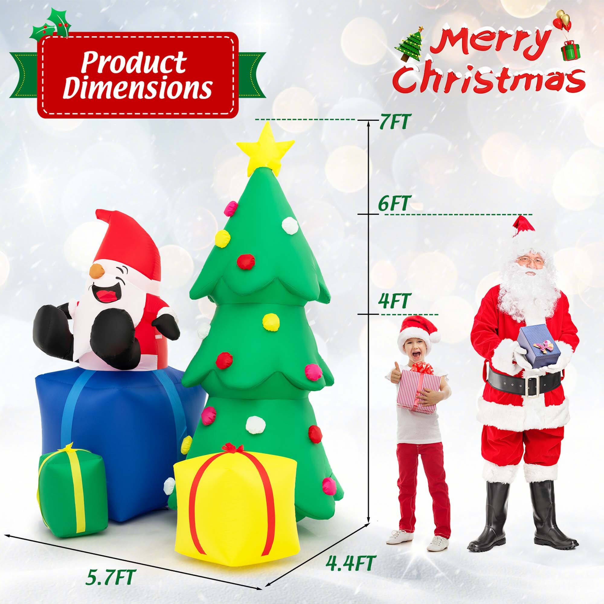 Product Dimensions Merry Christmas 7FT 6FT 4FT 5.7FT 4.4FT
