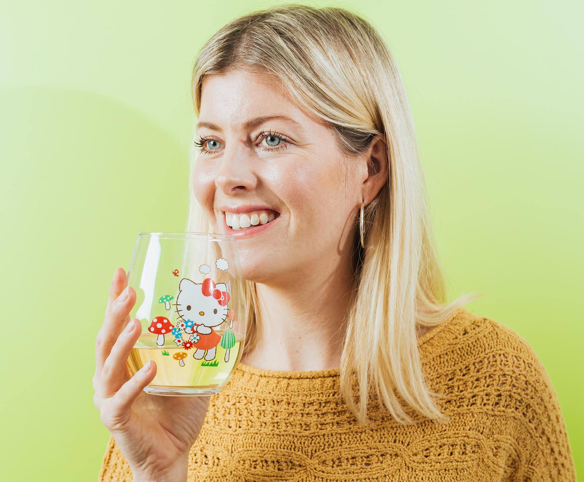 Alt View 5. Silver Buffalo - Sanrio Hello Kitty Mushrooms Stemless Wine Glass | Holds 20 Ounces - Red.