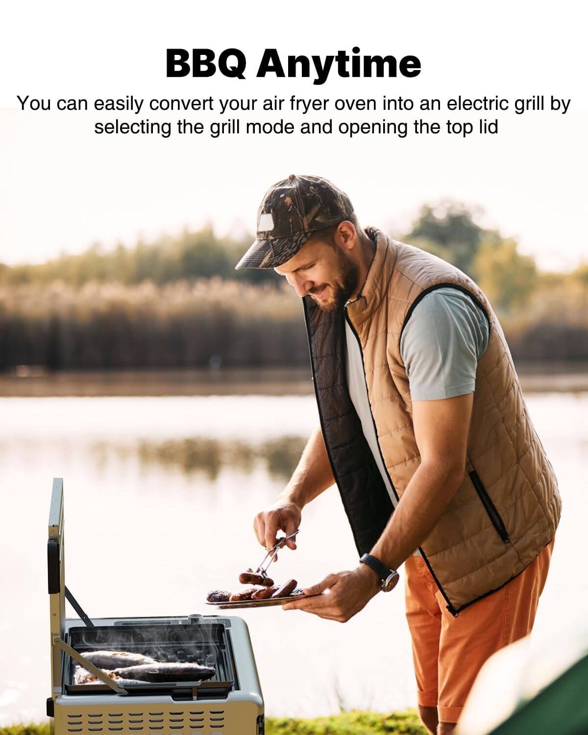 BBQ Anytime

You can easily convert your air fryer oven into an electric grill by selecting the grill mode and opening the top lid