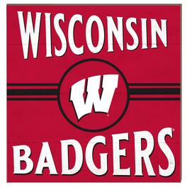 Jardine - Wisconsin Badgers 10'' x 10'' Retro Team Sign - Red