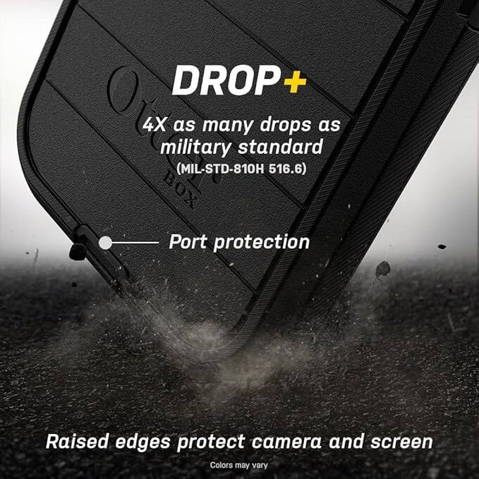 **DROP+**

- 4X as many drops as military standard (MIL-STD-810H 516.6)
- Port protection
- Raised edges protect camera and screen
- Colors may vary