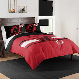 Sweet Home Collection - NHL New Jersey Devils Comforter & Pillow Sham Set- Full/Queen - Multicolored