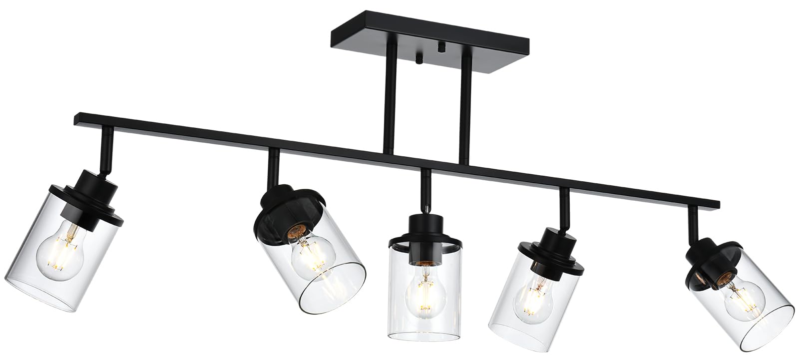 Front. PO3TICJUNKI3 - Kitchen Track Light Fixtures Ceiling Vanity Lights Bathroom Lighting Kit With Ajustable Heads Modern Wall T - Black 5 Light.