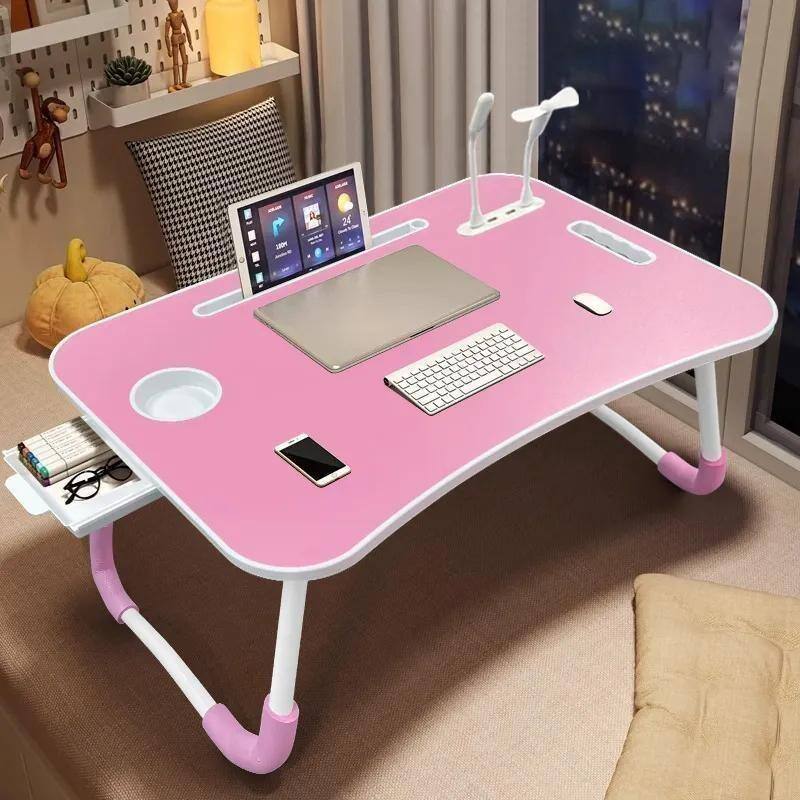 Front. Furno Fusion - Pink Portable Foldable Laptop Bed Desk with 4 USB Ports,Cooling Fan, LED Light,Storage Drawer and Cup Holder.