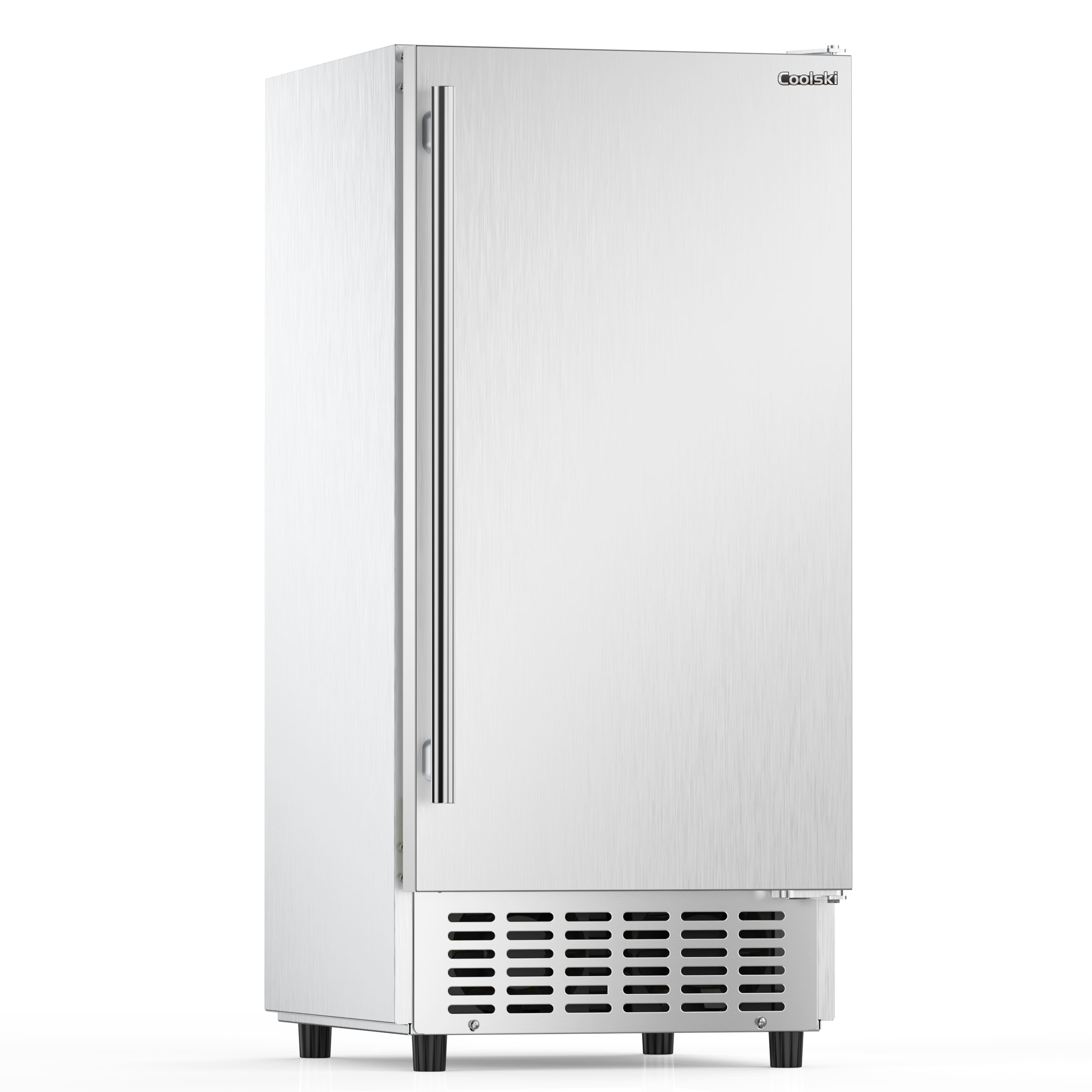 Front. Coolski - Coolski 15" W Commercial Under Counter Ice Maker Machine, 80 lbs/Day, 30 lbs Storage - Silver.