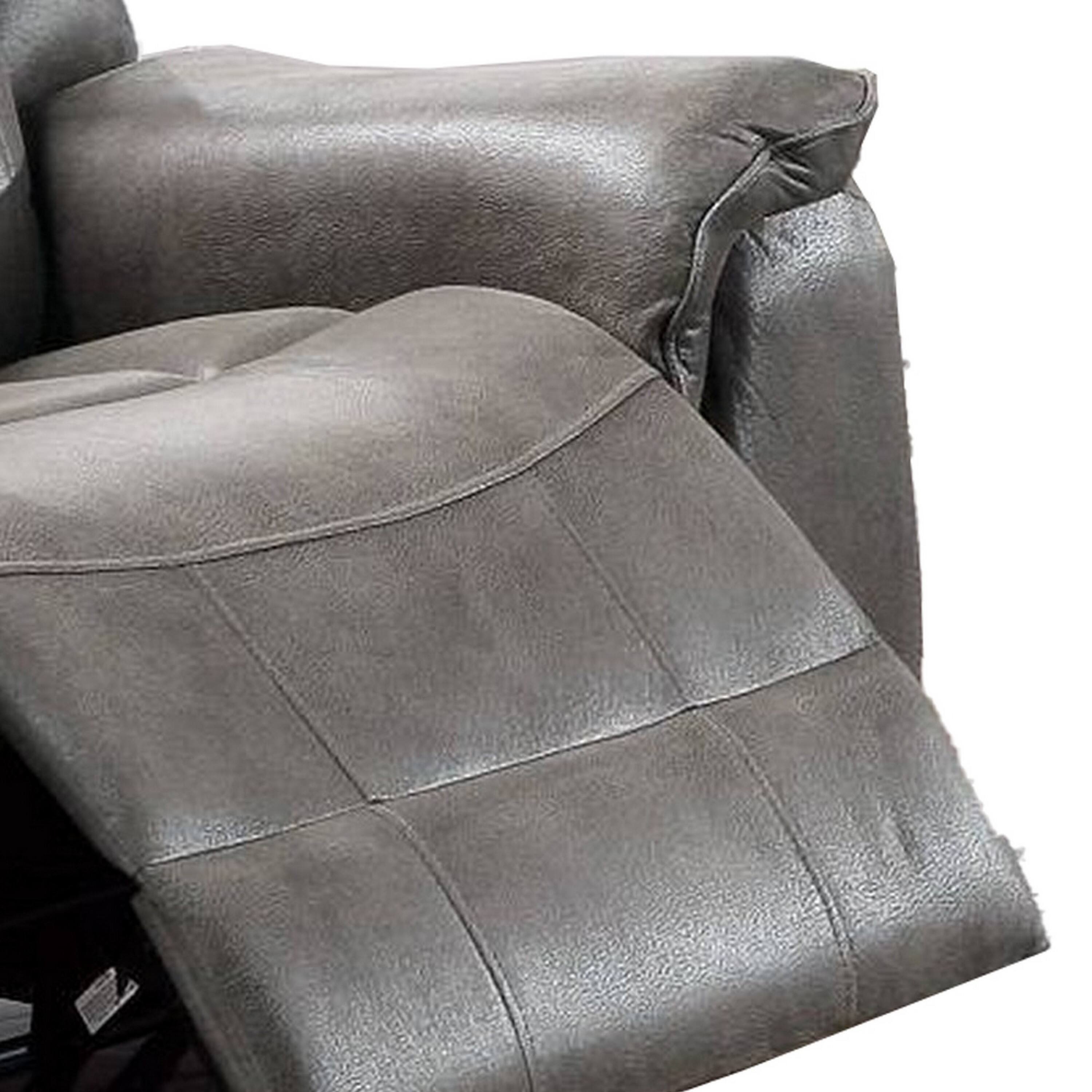 Left. Manhattan Lane - Fabric Manual Recliner Chair with Pillow Top Arms - Gray.