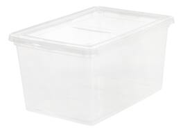 IRIS USA - Plastic Storage Bin Tote Organizing Container with Latching Lid, Shoe Box, Clear