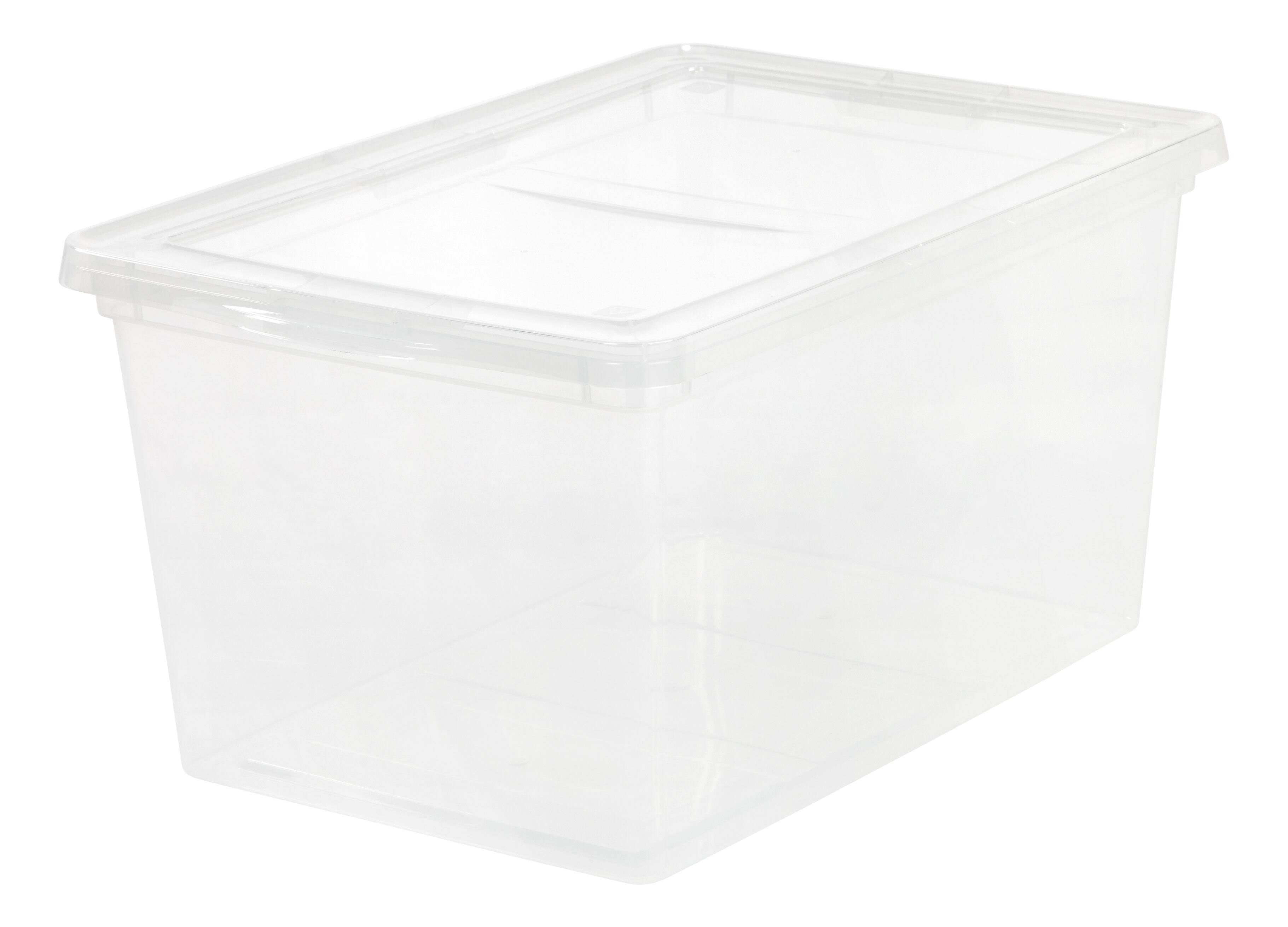 Front. IRIS USA - IRIS USA Plastic Storage Bin Tote Organizing Container with Latching Lid, Shoe Box, Clear.