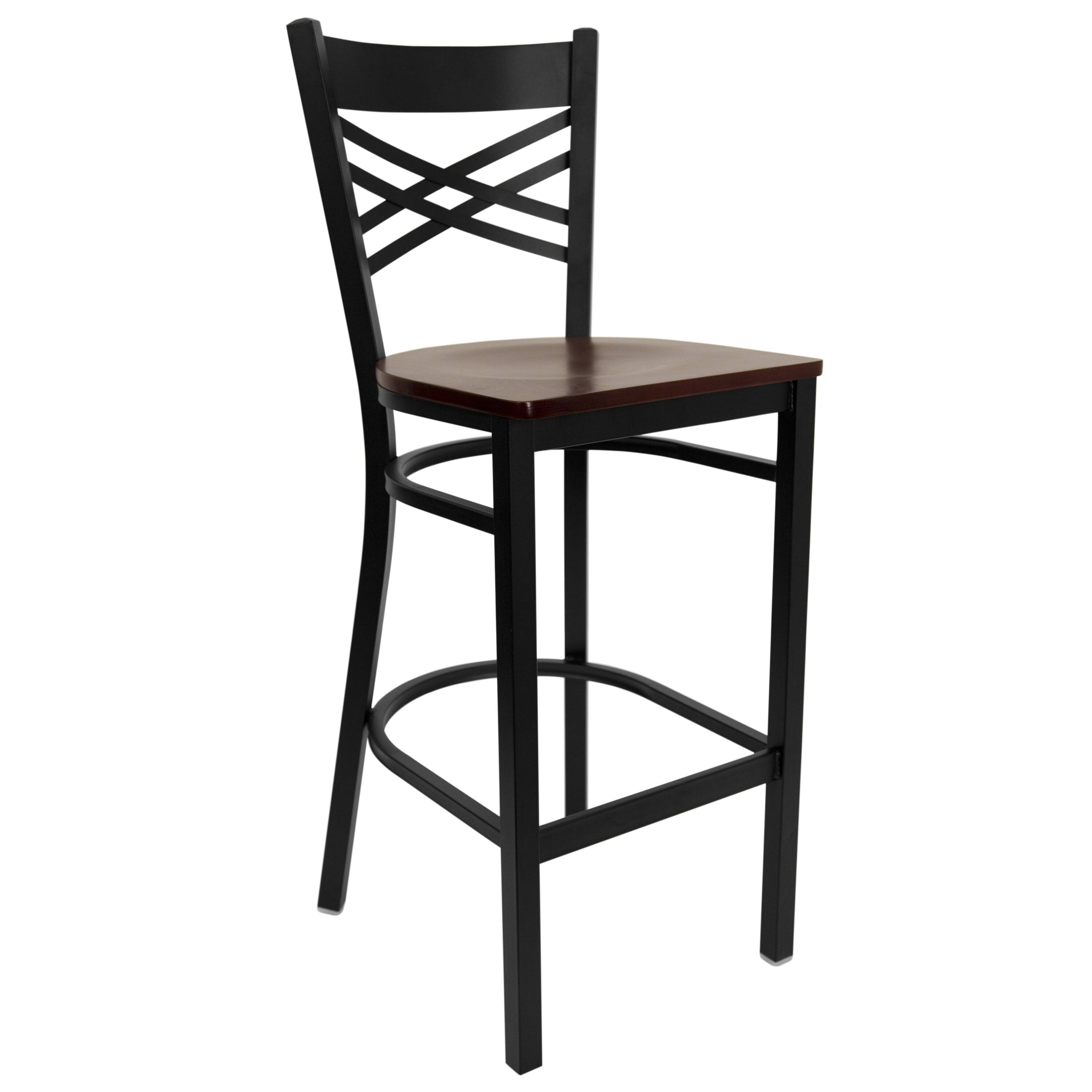 Mahogany Wood Seat/Black Metal Frame