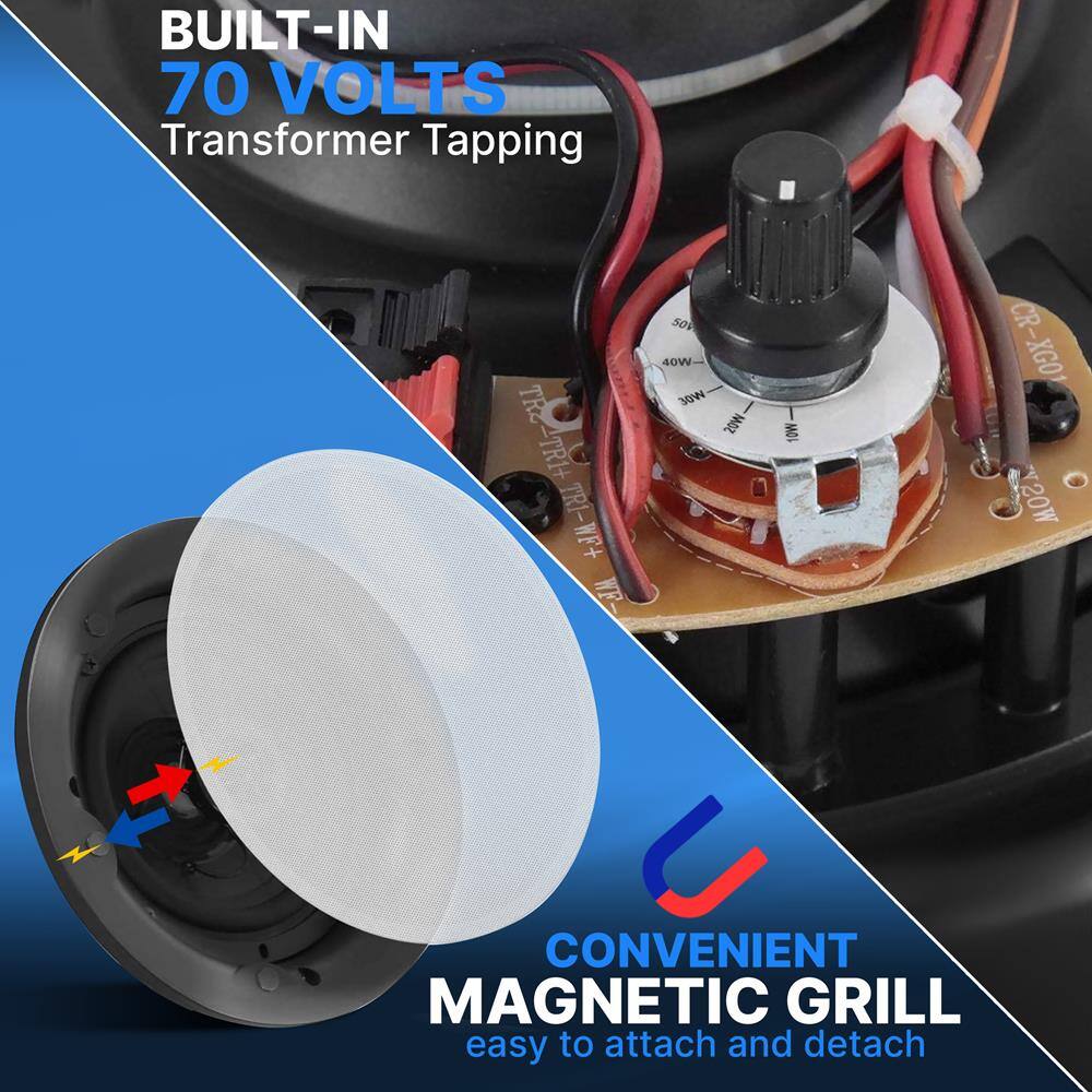 BUILT-IN  
70 VOLTS  
Transformer Tapping  

CONVENIENT  
MAGNETIC GRILL  
easy to attach and detach