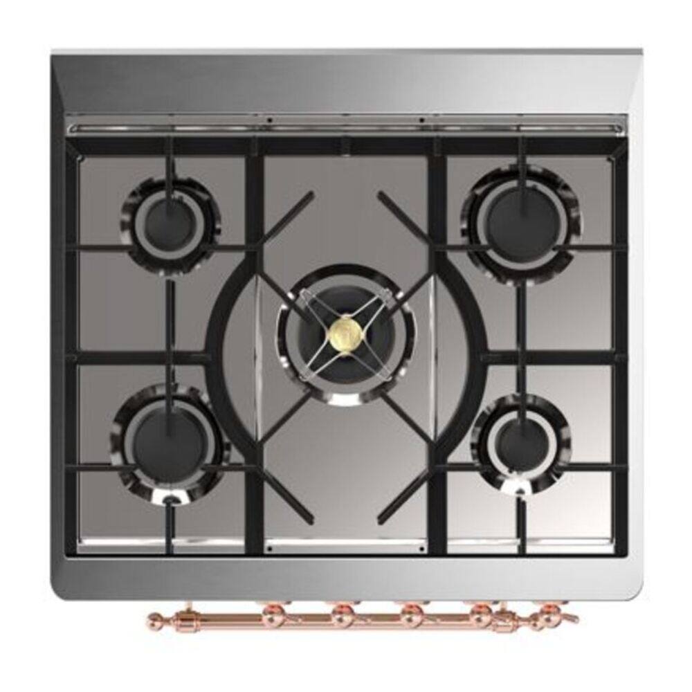 Alt View 5. ILVE - ILVE Majestic II 30 inch Dual Fuel Range with 5 Burners (Natural Gas, Blue Grey, Copper Trim) - Blue Grey.