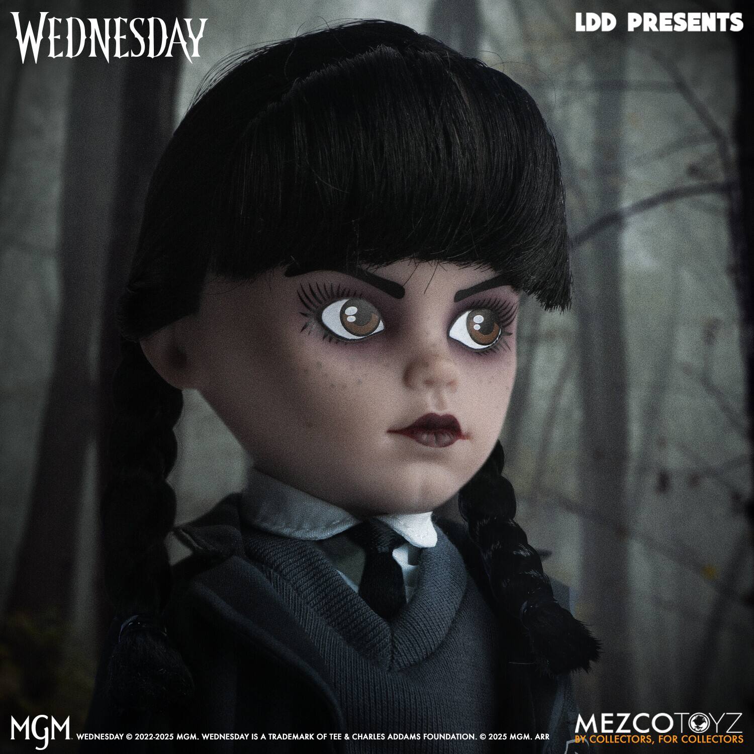 WEDNESDAY LDD PRESENTS MGM MEZCOTOYZ  
WEDNESDAY © 2022-2025 MGM. WEDNESDAY IS A TRADEMARK OF TEE & CHARLES ADDAMS FOUNDATION. © 2025 MGM. ARR BY COLLECTORS, FOR COLLECTORS