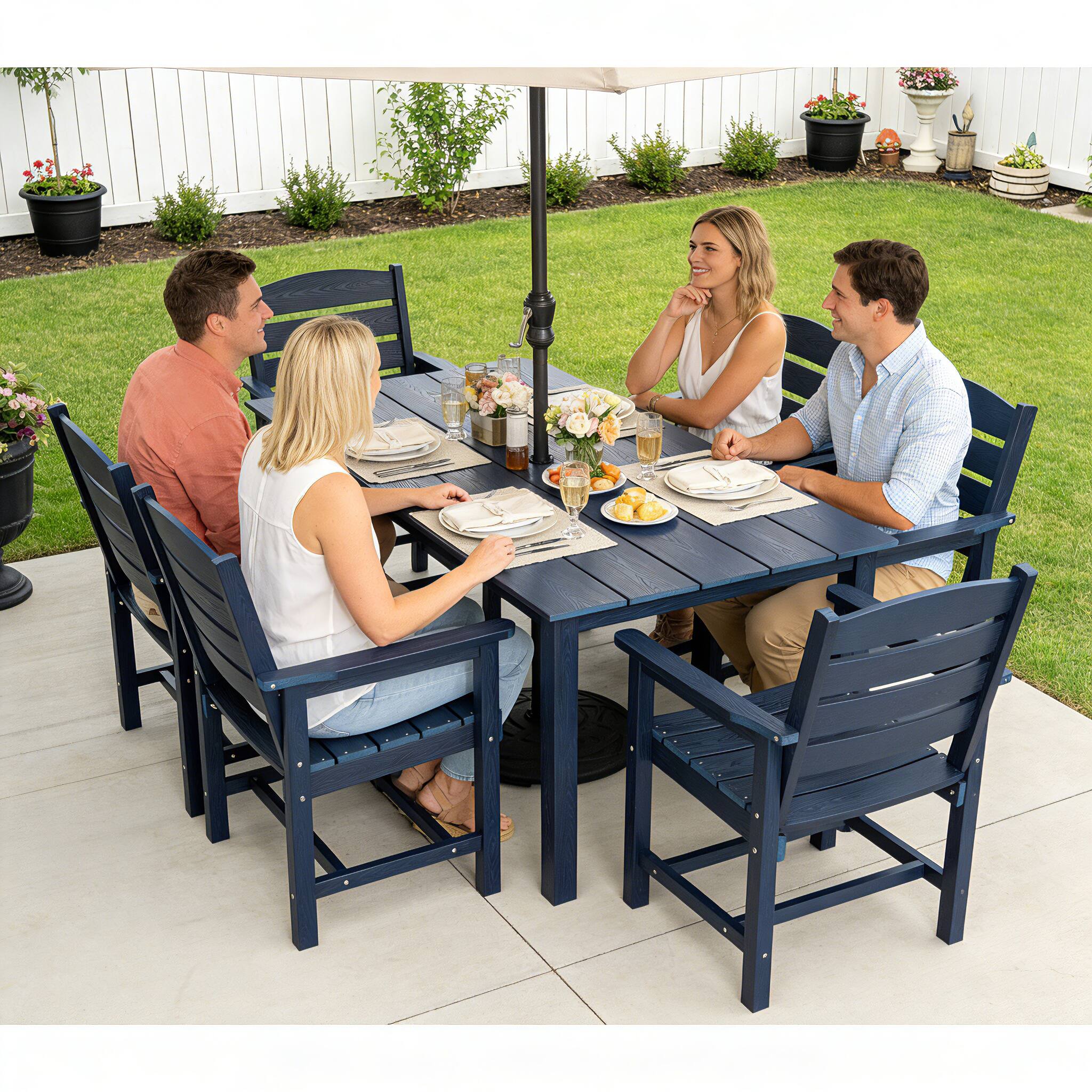 Alt View 2. Fortune Candy - HIPS Poly Lumber Patio Dining Chair Set of Two, All Weather Resistant, for Porch Yard Garden (Navy Blue, 2 Piece) - Navy Blue.