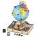 The text on the image is describing a toy globe with a map of the world on it. The toy globe is designed to be used as a playset, with various parts and pieces that can be assembled to create different scenarios. The text also includes information about the different regions of the world, such as the North Pole, Europe, the Atlantic Ocean, the Arctic Ocean, Africa, the Equator, and the South Pole. The toy globe is intended to be a fun and educational tool for children to explore and learn about the world.