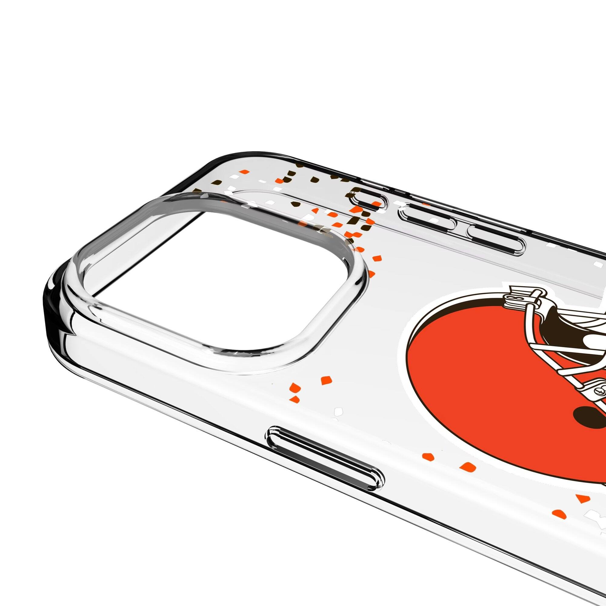 Alt View 2. Keyscaper - Cleveland Browns iPhone Clear Case with Confetti Design - 14 Plus - Multicolor.