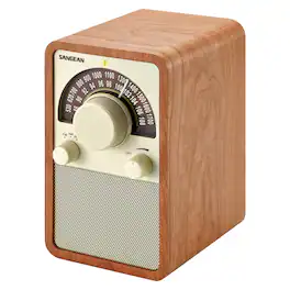 Sangean - WR-15 Tabletop Retro Wooden Cabinet AM/FM Analog Radio Receiver - Walnut