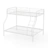 Costway - Twin over Full Metal Bunk Bed with Inclined Ladder Safety Guardrail, Slat Support - White