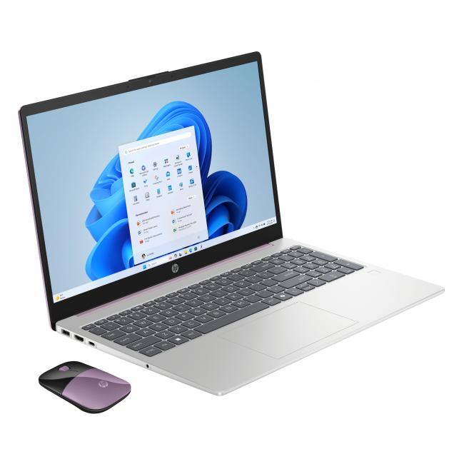 Alt View 1. HP - HP 15.6" HD AI Laptop with Copilot Intel N100 4GB RAM 128GB UFS Winter Lavender + HP Wireless Mouse +1Year Microsoft 365 - Winter Lavender.
