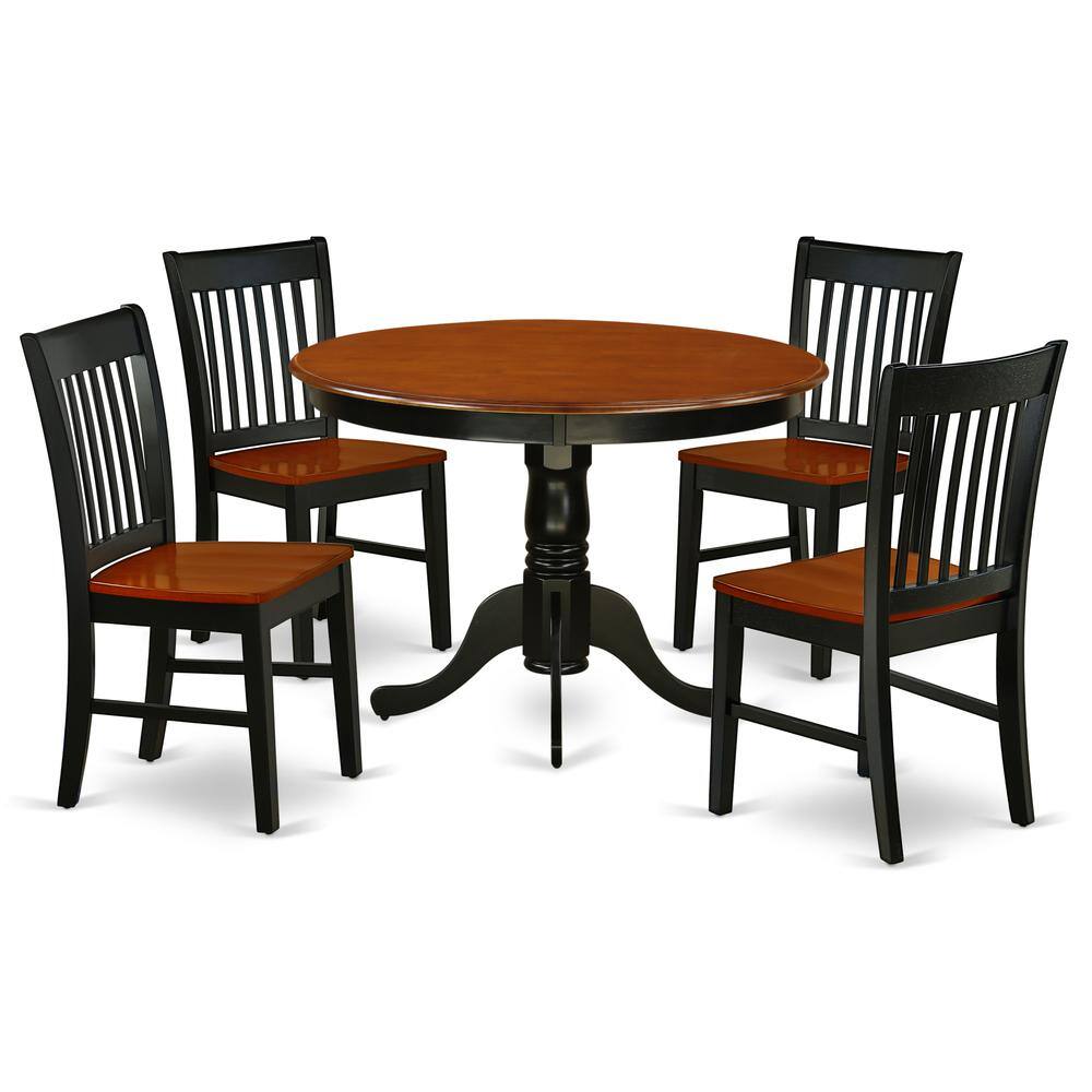 Back. East West Furniture - Dining Room Set Black & Cherry - Brown.