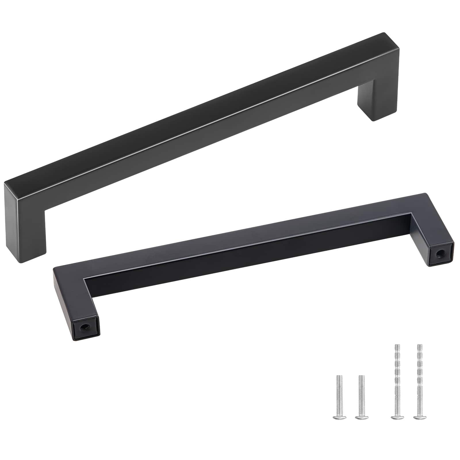 VEVOR - 30 Pack Cabinet Pulls, 6.3 inch /160mm Center to Center Slim Square Kitchen Cabinet Drawer, Stainless Steel Modern - Black