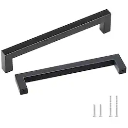 VEVOR - 30 Pack Cabinet Pulls, 6.3 inch /160mm Center to Center Slim Square Kitchen Cabinet Drawer, Stainless Steel Modern - Black
