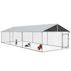 Front. Pawhut - Outdoor Dog Kennel, Heavy Duty Dog Run Outdoor Fence with Waterproof Cover, Galvanized Chain Link, Secure Lock.