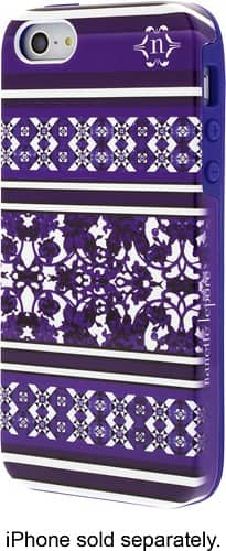 Front. Nanette Lepore - Folk Stripe Case for Apple® iPhone® SE, 5s and 5 - Purple.