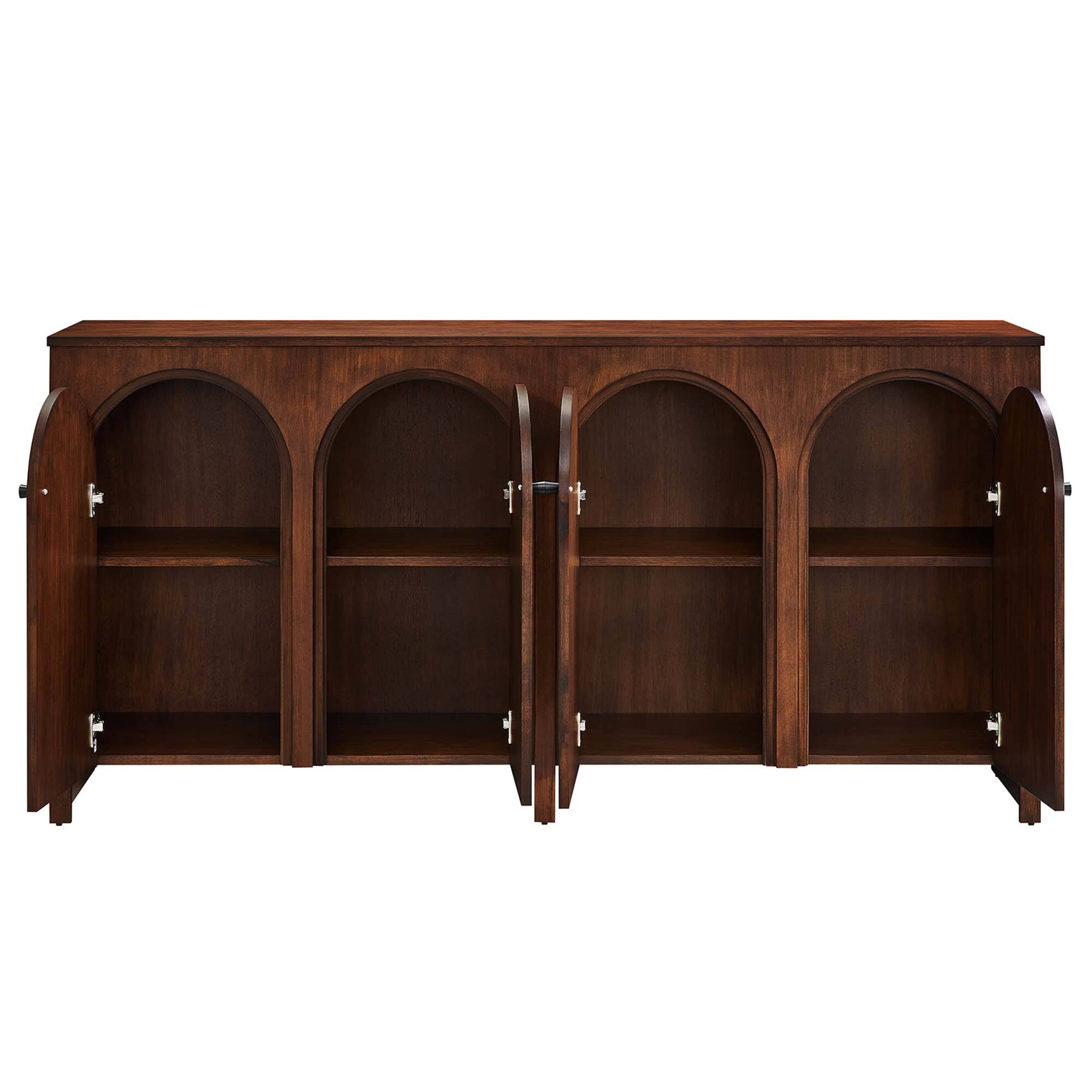 Alt View 4. Modway - Appia Wood Grain 4-Door Sideboard Storage Cabinet by Modway - Walnut.