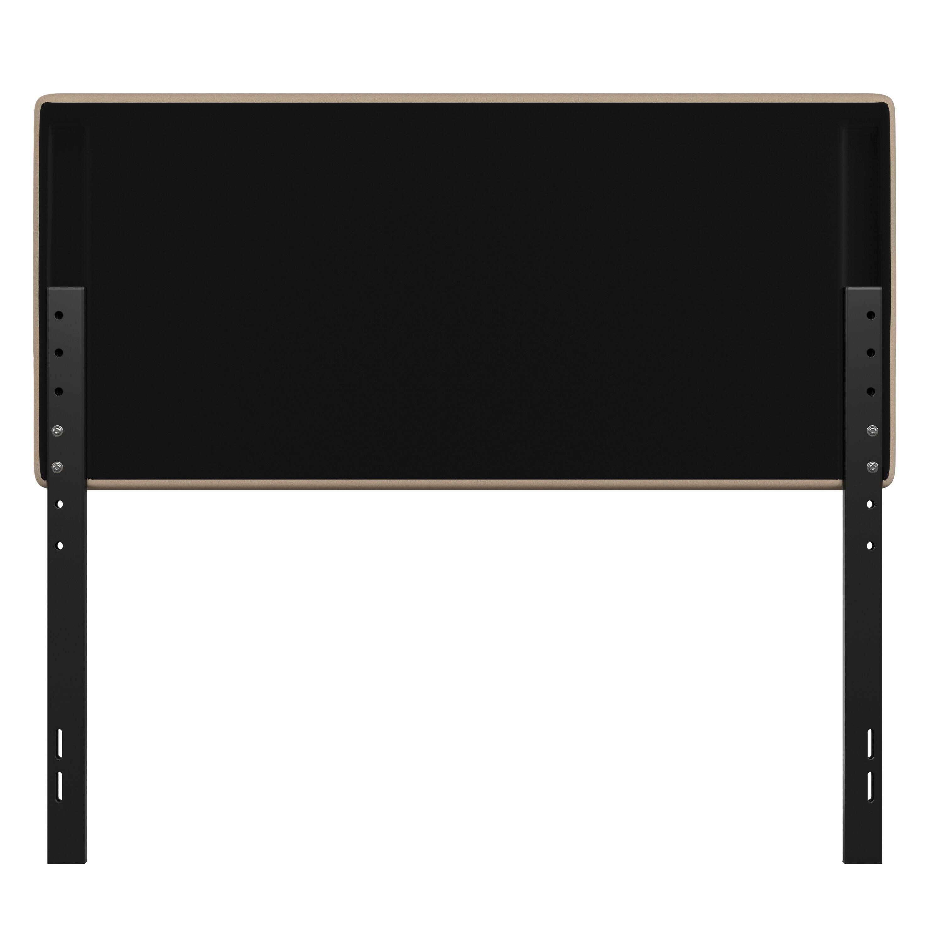 Alt View 7. Emma + Oliver - Gannon Modern Upholstered Headboard with Horizontal Line Stitching and Adjustable Height Rails - Cream.