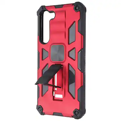Front. Mybat - MyBat Rugged Kickstand Case for Samsung Galaxy S23 Plus - Red / Black - Red.