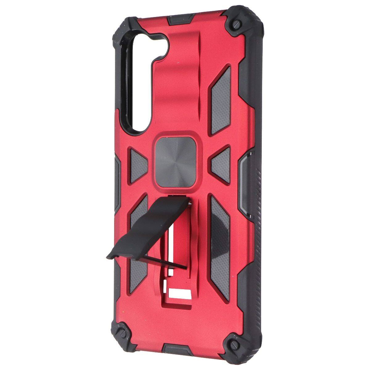 Front. Mybat - MyBat Rugged Kickstand Case for Samsung Galaxy S23 Plus - Red / Black - Red.