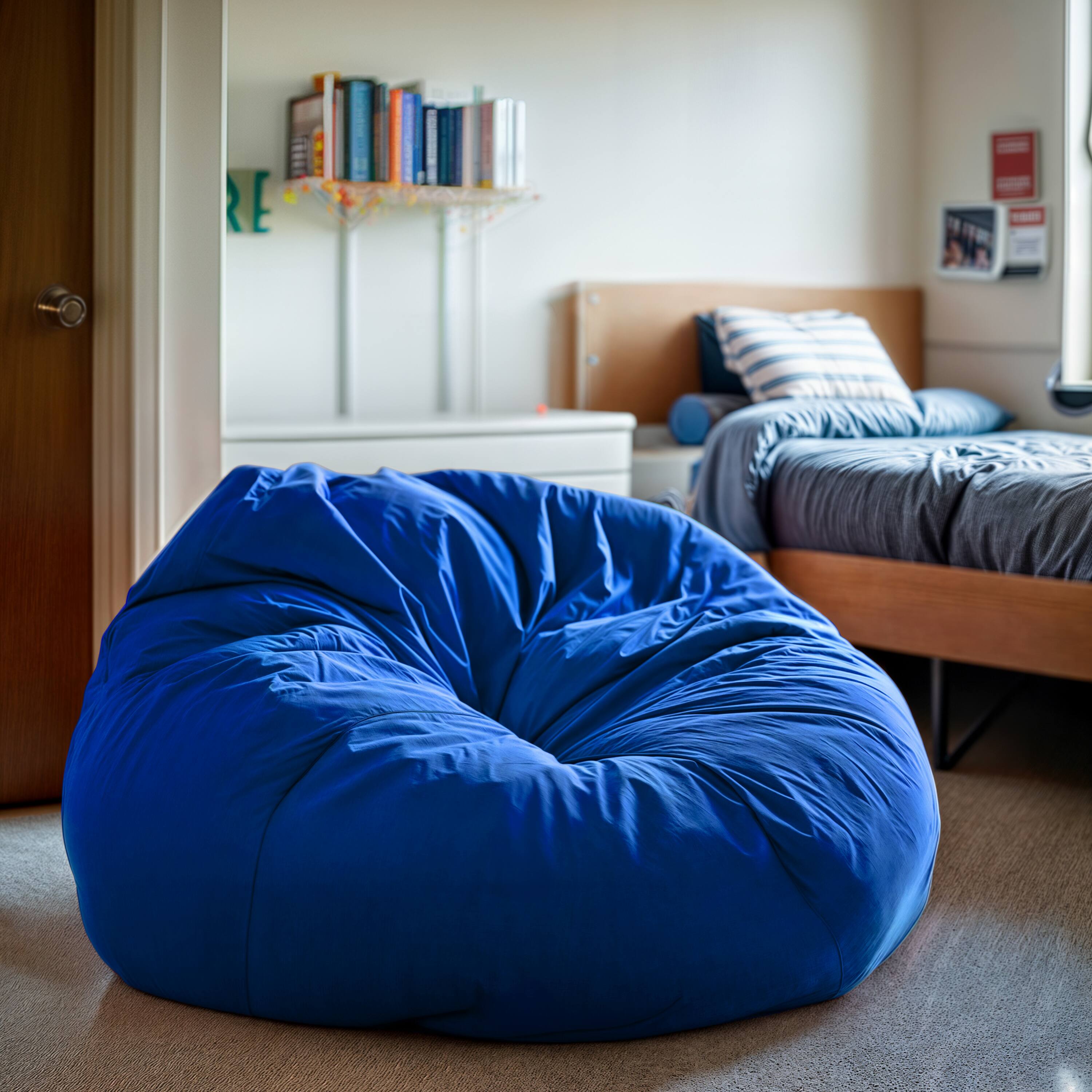 Alt View 1. Emma + Oliver - Oversized Bean Bag Chair for Kids and Adults - Royal Blue.