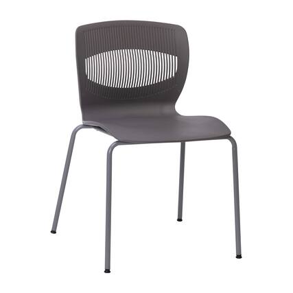 Front. Emma + Oliver - Arcana Series Heavy Duty 770 lb. Capacity Ergonomic Polypropylene Stack Chair with Lumbar Support and Steel Frame - Gray.
