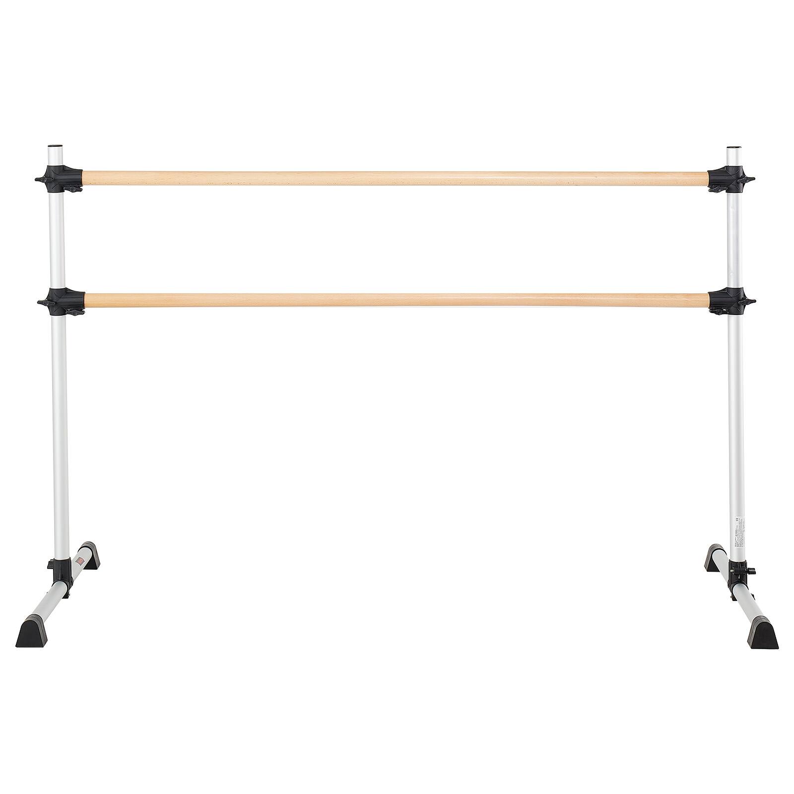 Alt View 5. VEVOR - Ballet Barre, 6 Ft Double Beechwood Barre Bar for Home, Freestanding Portable Ballet Stretching Dance Bars - Silver.