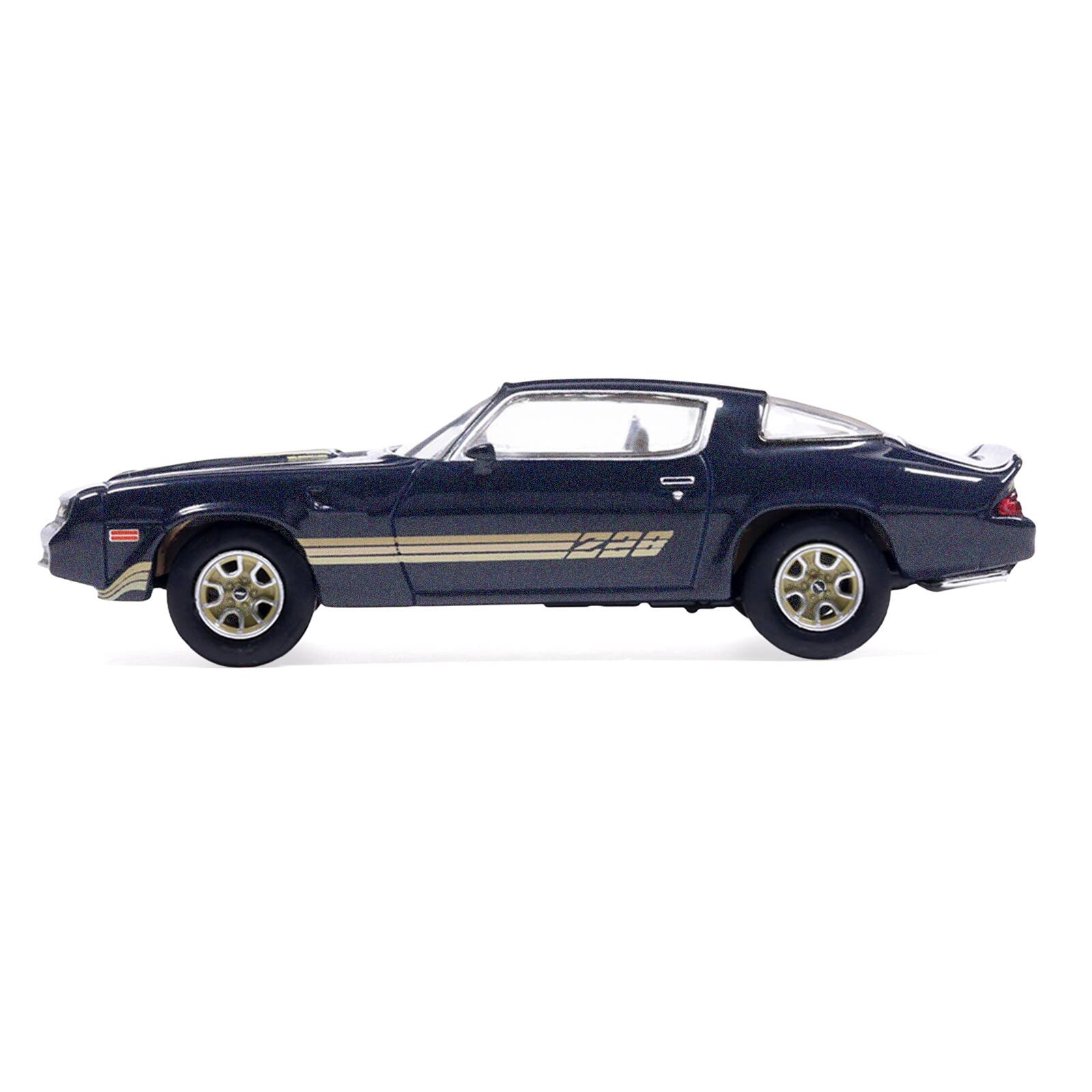 Alt View 1. IXO - 1981 Chevrolet Camaro Z28 Dark Blue Metallic with Gold Stripes and Interior 1/64 Diecast Model Car by IXO Models.
