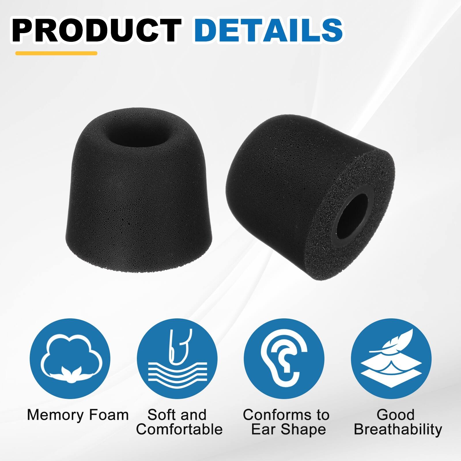 PRODUCT DETAILS

- Memory Foam
- Soft and Comfortable
- Conforms to Ear Shape
- Good Breathability