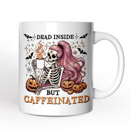 OrnamentallyYou - Funny Girl Caffeinated Skeleton, Halloween Mug For Women - White