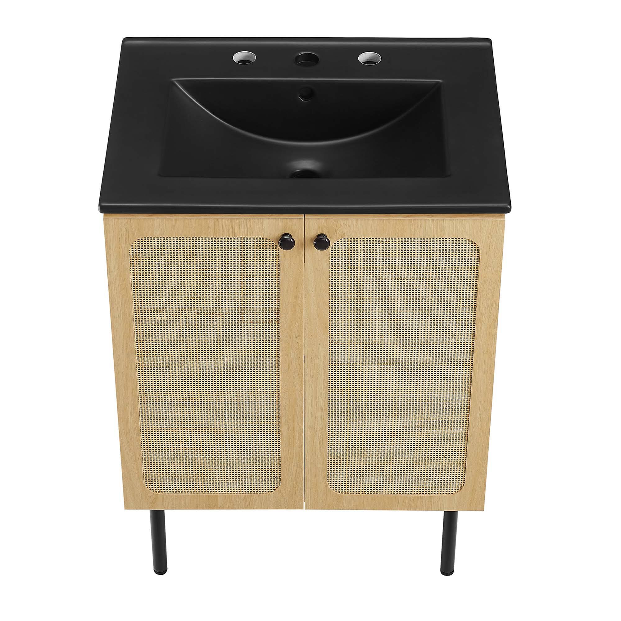 Alt View 10. Modway - Chaucer Bathroom Vanity with Black Basin Included by Modway - Oak Black.