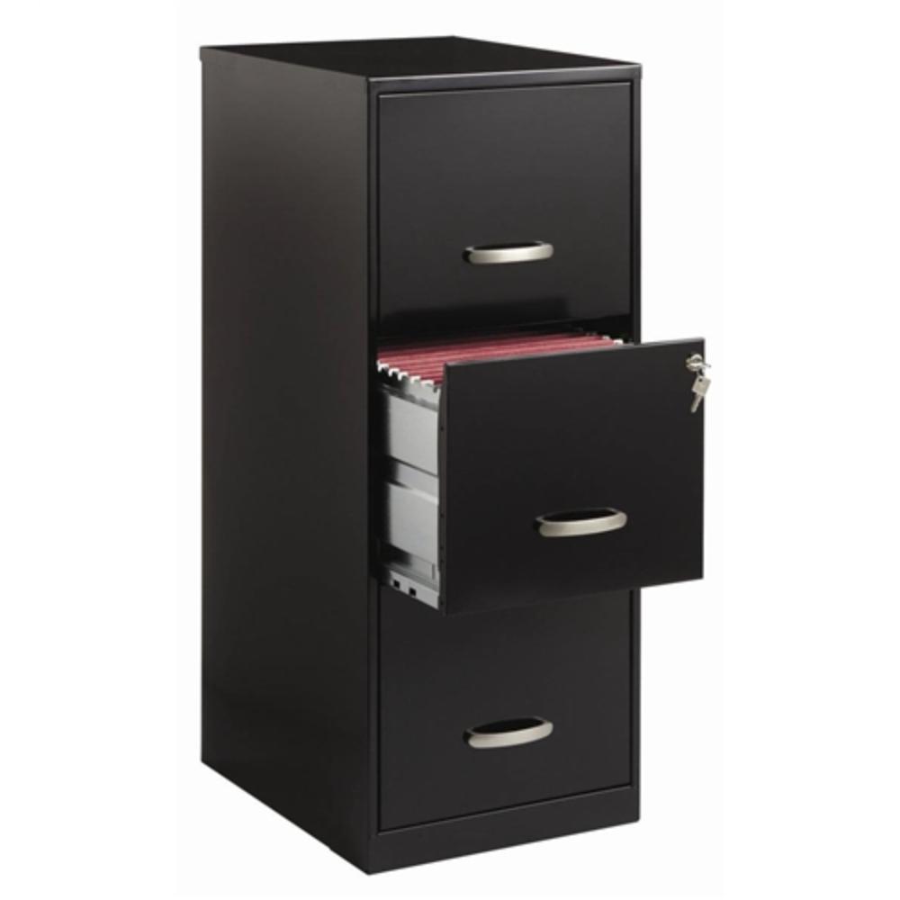 Left. Hivvago - Black Metal 3-Drawer Vertical Key Locking File Cabinet - Black.