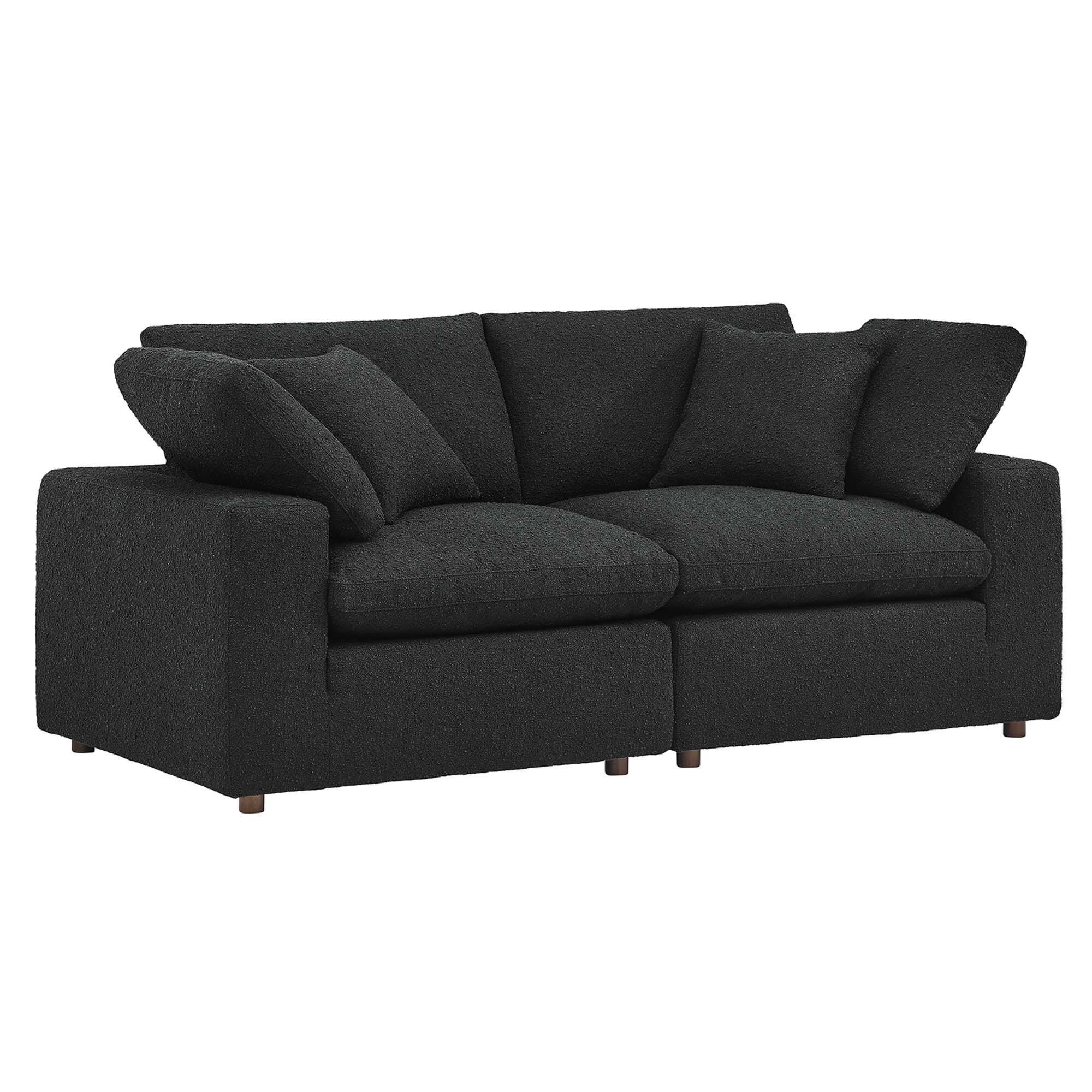 Front. Modway - Commix Down Filled Overstuffed Boucle Fabric Loveseat by Modway - Black.