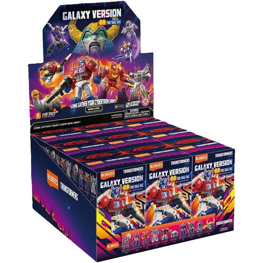 GALAXY VERSION 08  
ONE SHALL FALL  
COME GATHER YOUR CYBERTRON ARMY!  
9 DESIGNS for children under 3  
TRANSFORMERS  
BLOKEES  
GALAXY VERSION 08  
BLOKEES