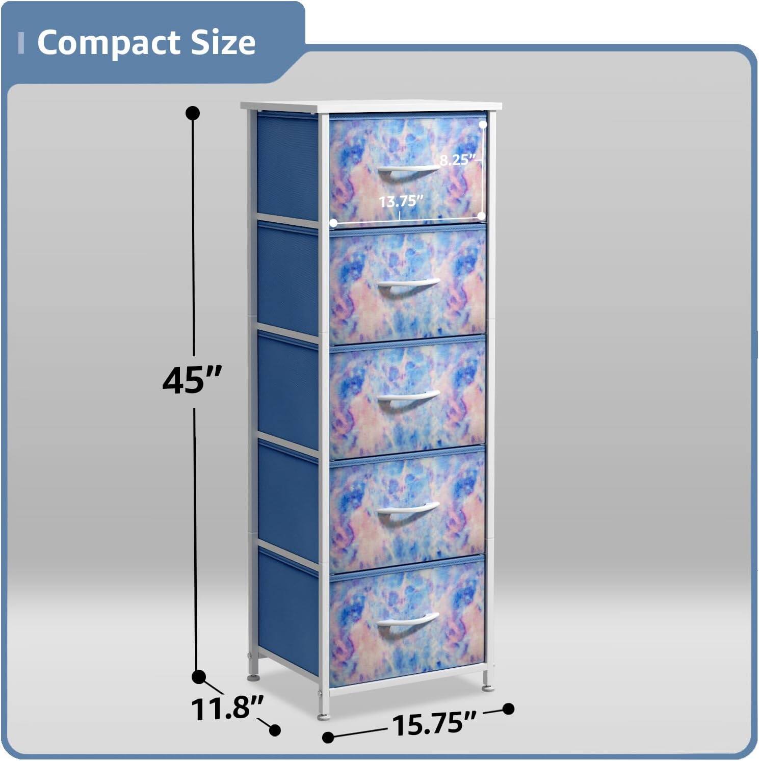 Compact Size

- Height: 45"
- Width: 15.75"
- Depth: 11.8"
- Drawer Height: 13.75"
- Drawer Width: 8.25"