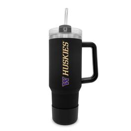 The Fanatic Group - Washington Huskies 40oz. Stainless Tumbler with Handle & Removable Straw - Black