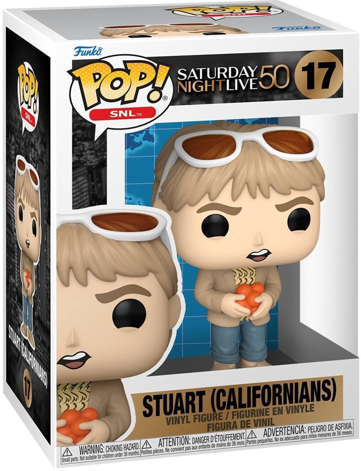 1. Funko
2. SATURDAY 50
3. 17
4. POP!
5. NIGHTLIVE
6. SNL TM
7. STUAT 17
8. STUART (CALIFORNIANS)
9. FIGURINE EN VINYLE
10. FIGURE / VINYL DE VINIL
11. FIGURA DE VINIL
12. PELIGRO DE ASFIXIA D'TOUFFEMENT.
13. ADVERTENCIA: nios menores de 36 meses.
14. DANGER D'ÉTOUFFEMENT.
15. ATTENTION: de 36 mois, Partes pequeas.
16. WARNING: CHOKING
17. No es adecuado para
18. enfants de moins
19. Ne convient pas aux
20. under 36 months
21. Petites pieces.
22. Not suitable for children
23. Smal parts.