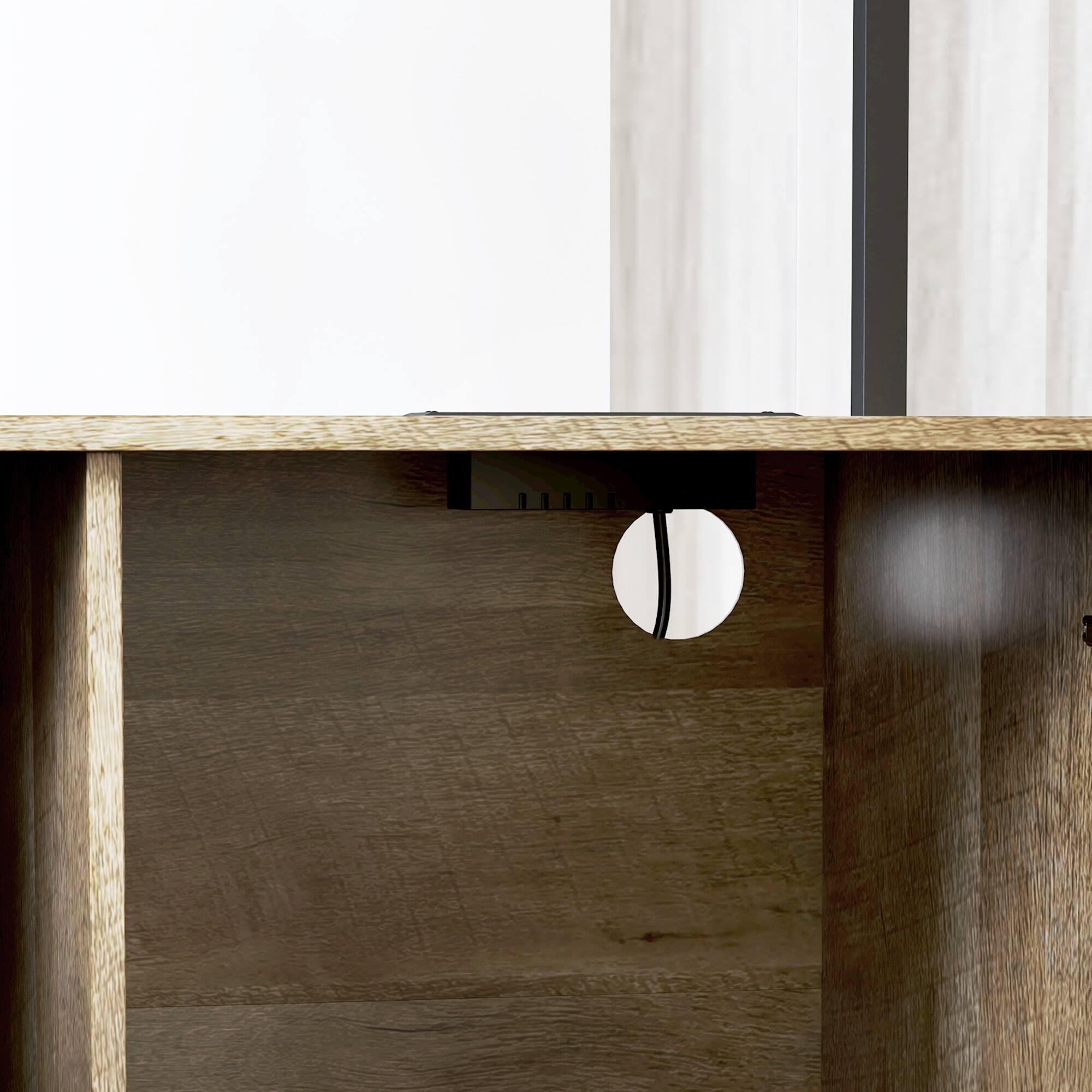 Alt View 8. Homcom - Kitchen Bakers Rack with Power Outlet, USB Charger, Microwave Stand, Coffee Bar with Adjustable Shelves, 5 Hooks.