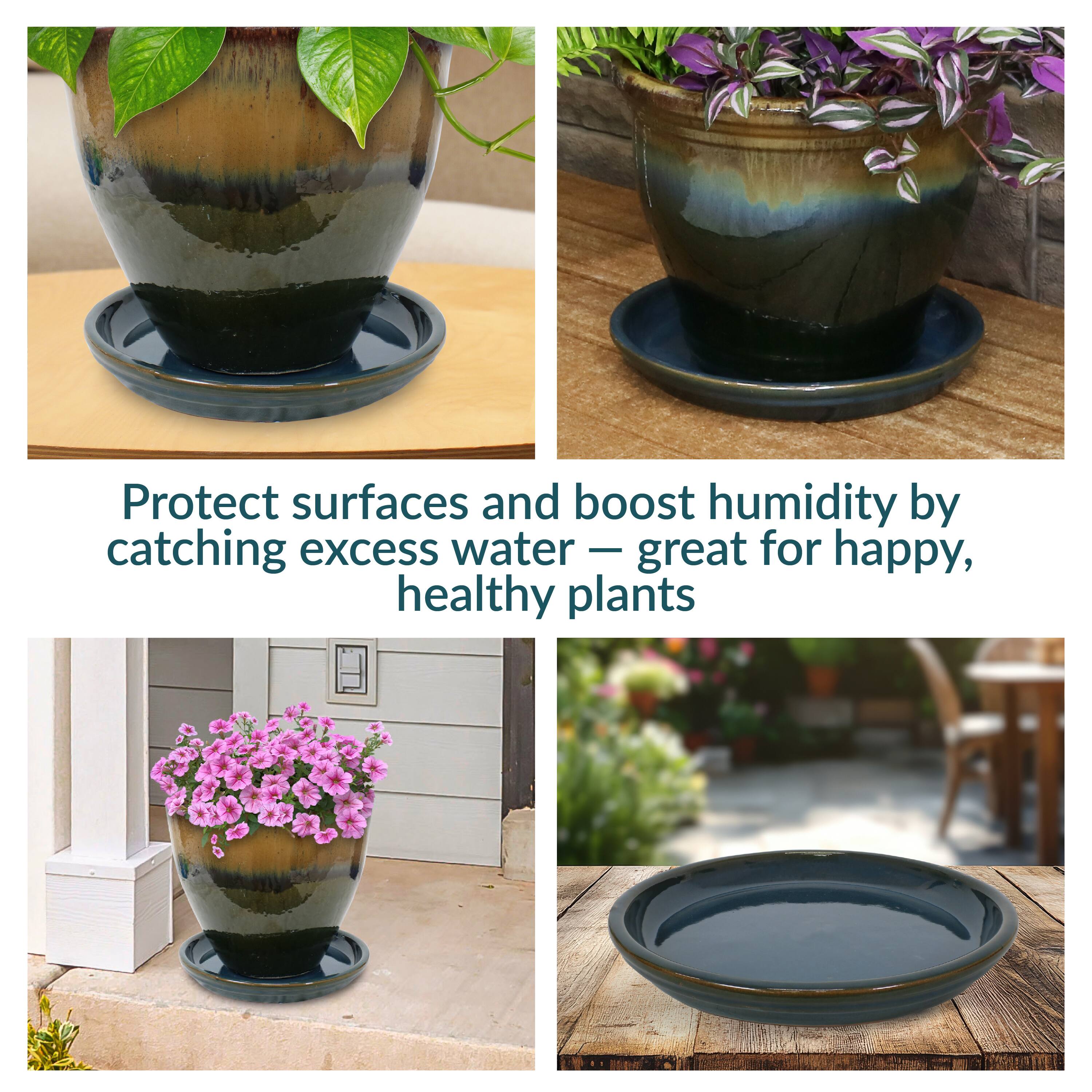 Protect surfaces and boost humidity by catching excess water — great for happy, healthy plants